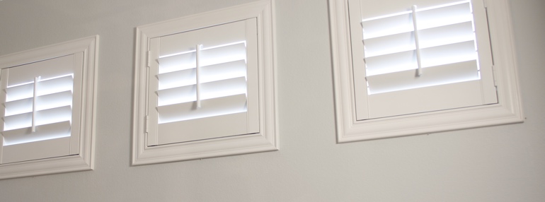 Small Windows in a Seattle Garage with Plantation Shutters